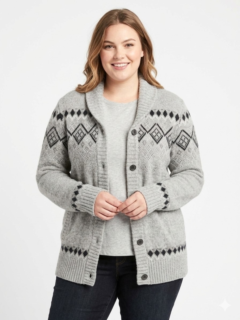 Telluride Women's Gray Shawl Collar Cardigan Sweater